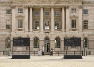 Two boards, one Arrivals and one Departures are situated in the Somerset House courtyard