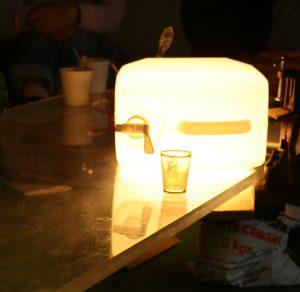 An illuminated water canister
